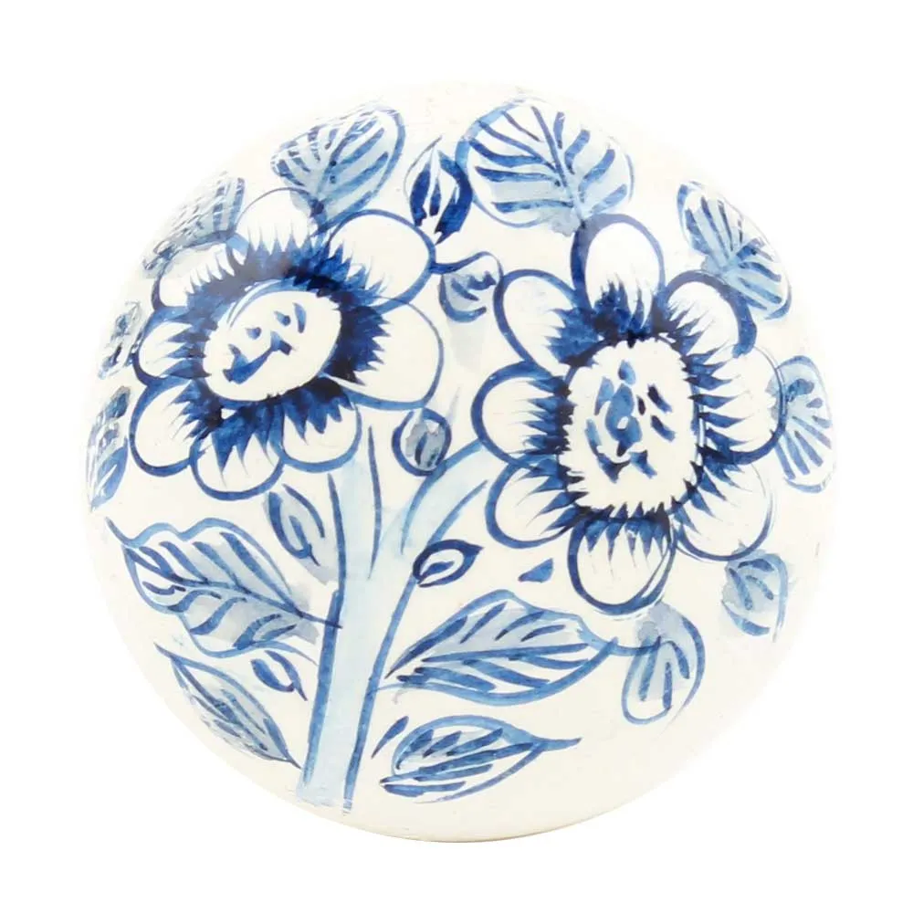 Hand Painted Blue Floral Knob