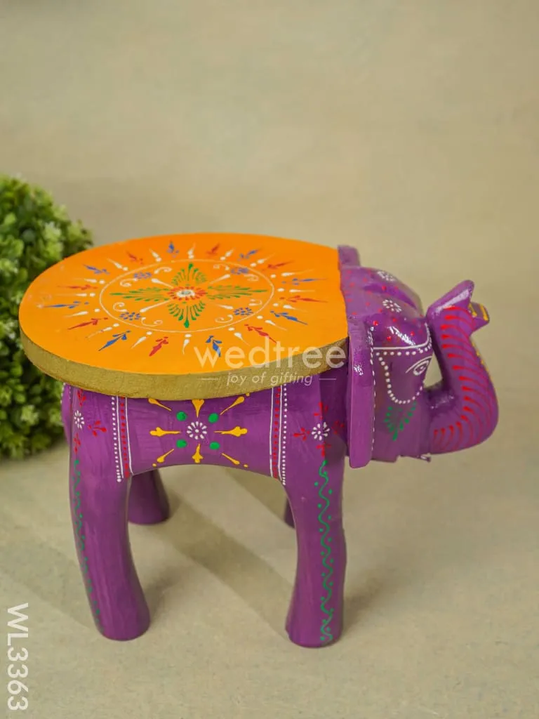 Hand Painted Elephant stool - 8 inch - WL3363