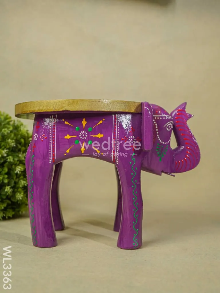 Hand Painted Elephant stool - 8 inch - WL3363