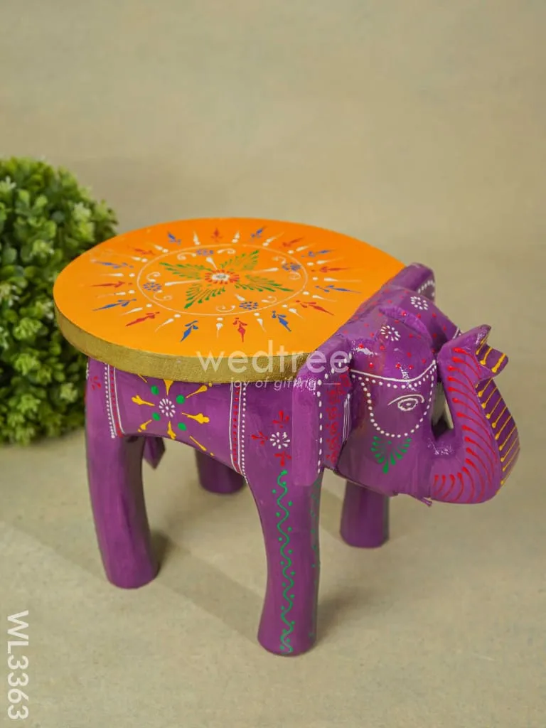Hand Painted Elephant stool - 8 inch - WL3363