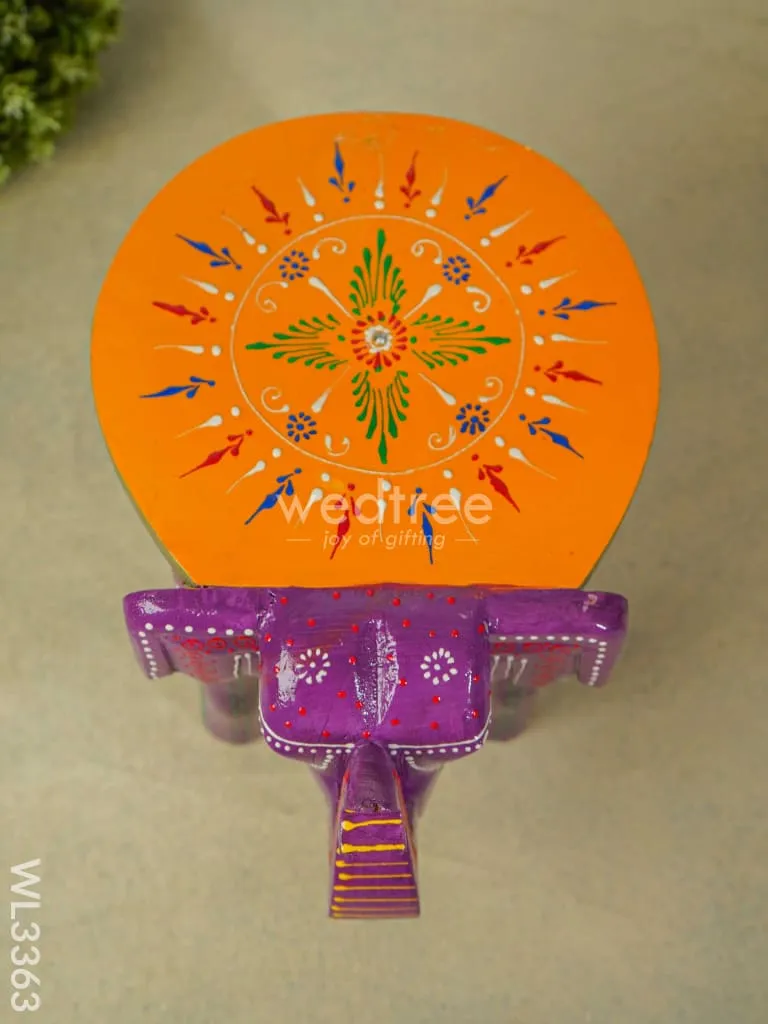 Hand Painted Elephant stool - 8 inch - WL3363