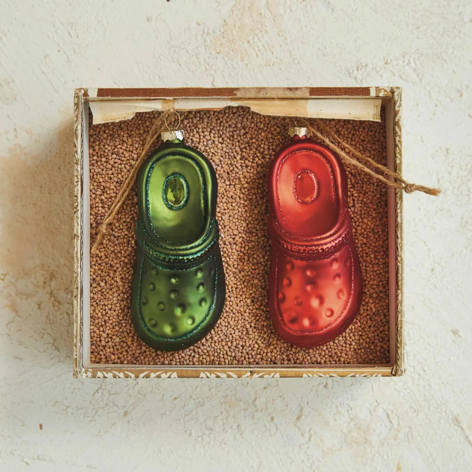 Hand-Painted Glass Garden Clog Ornament