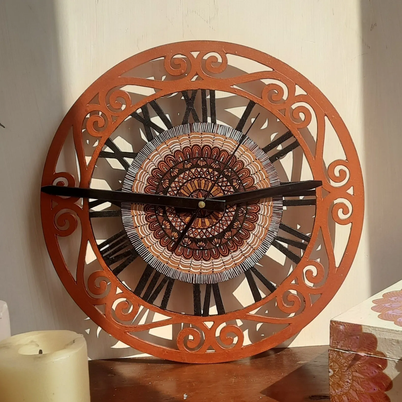 Hand Painted Wall Clock - Metallic