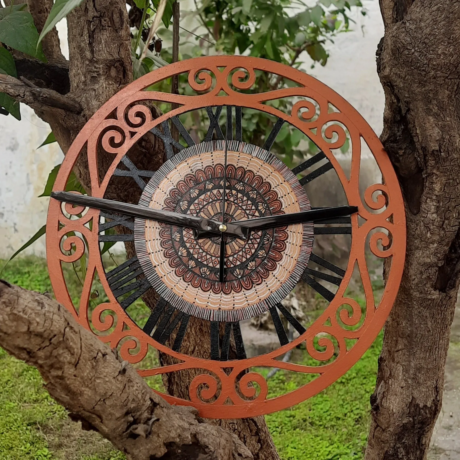 Hand Painted Wall Clock - Metallic