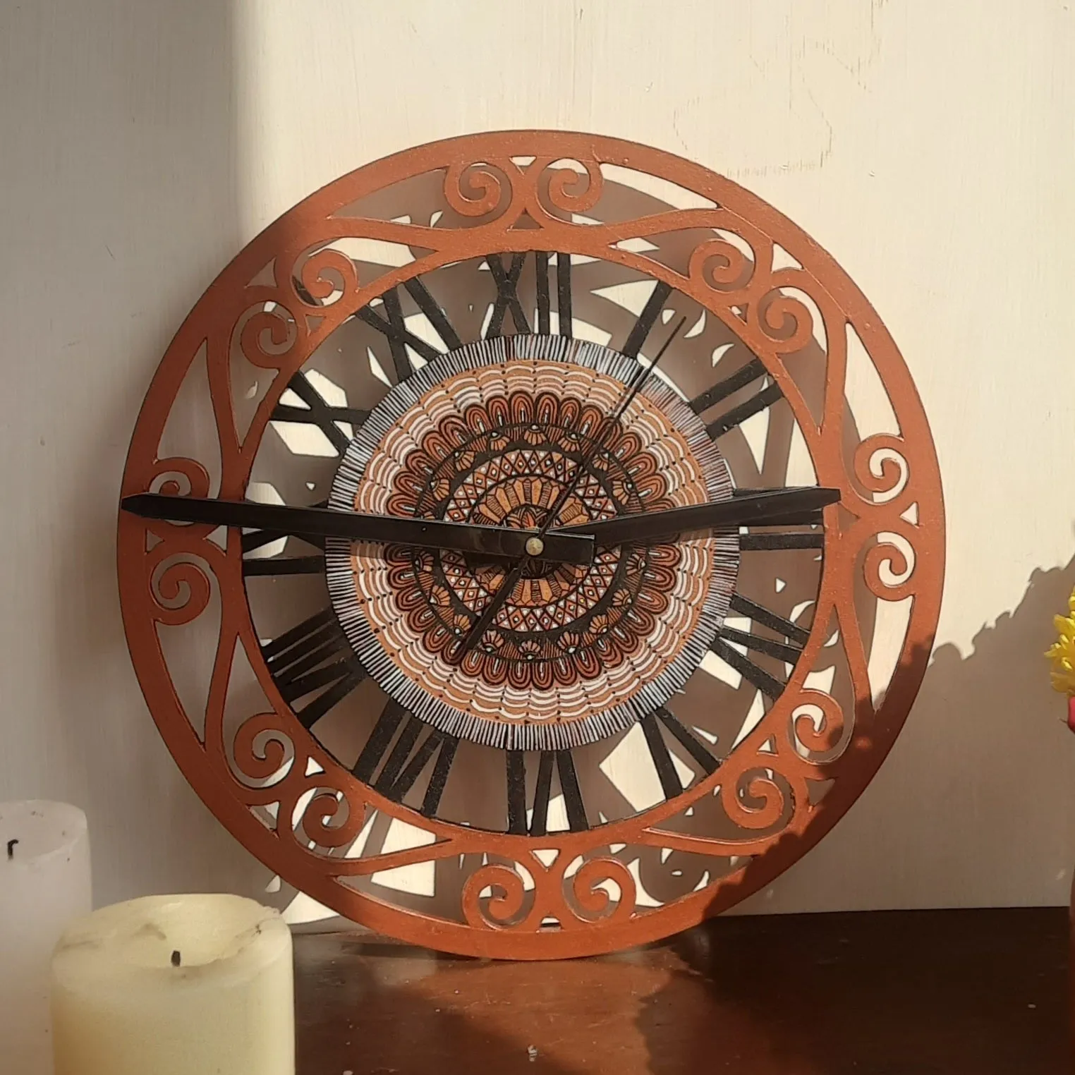 Hand Painted Wall Clock - Metallic
