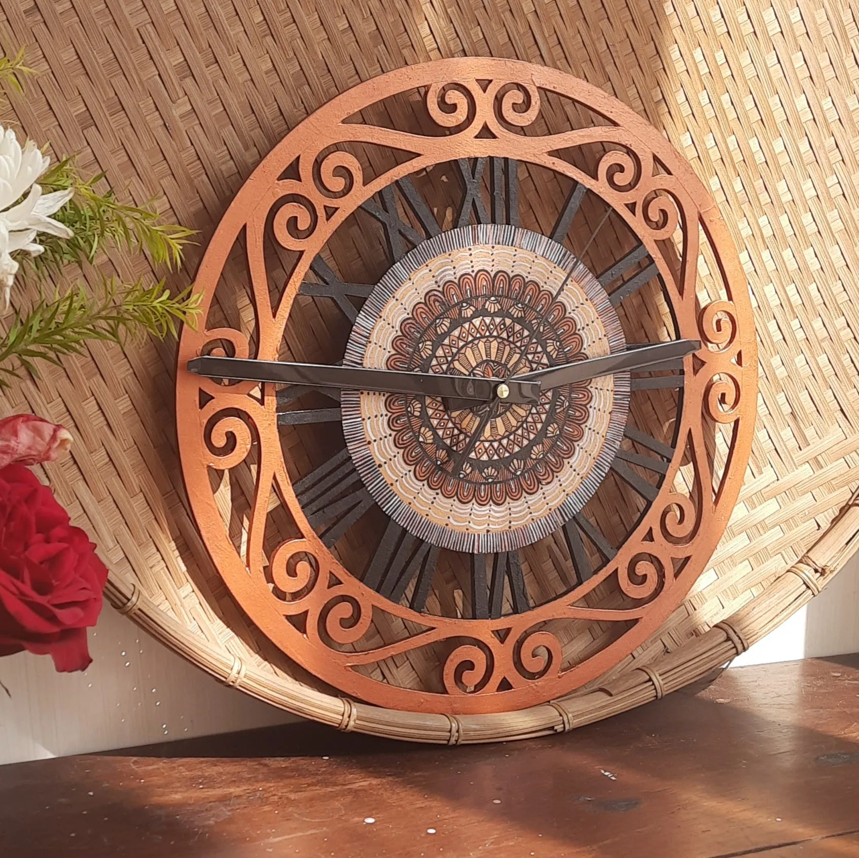 Hand Painted Wall Clock - Metallic