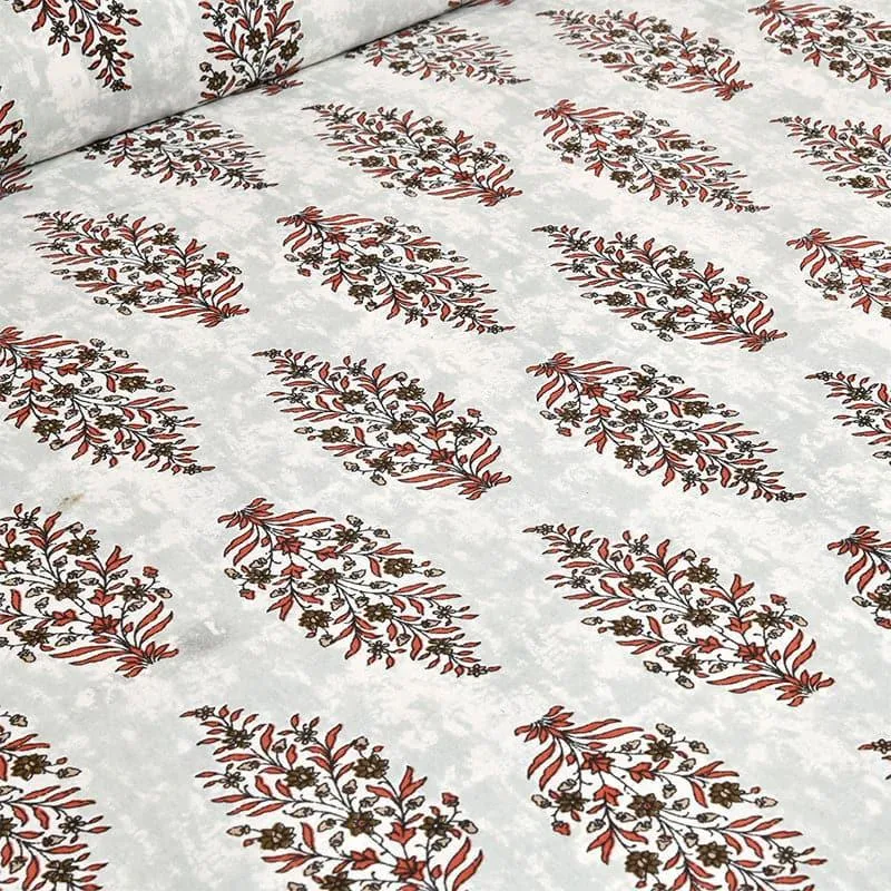 Ishanva Floral Bedsheet - Brown