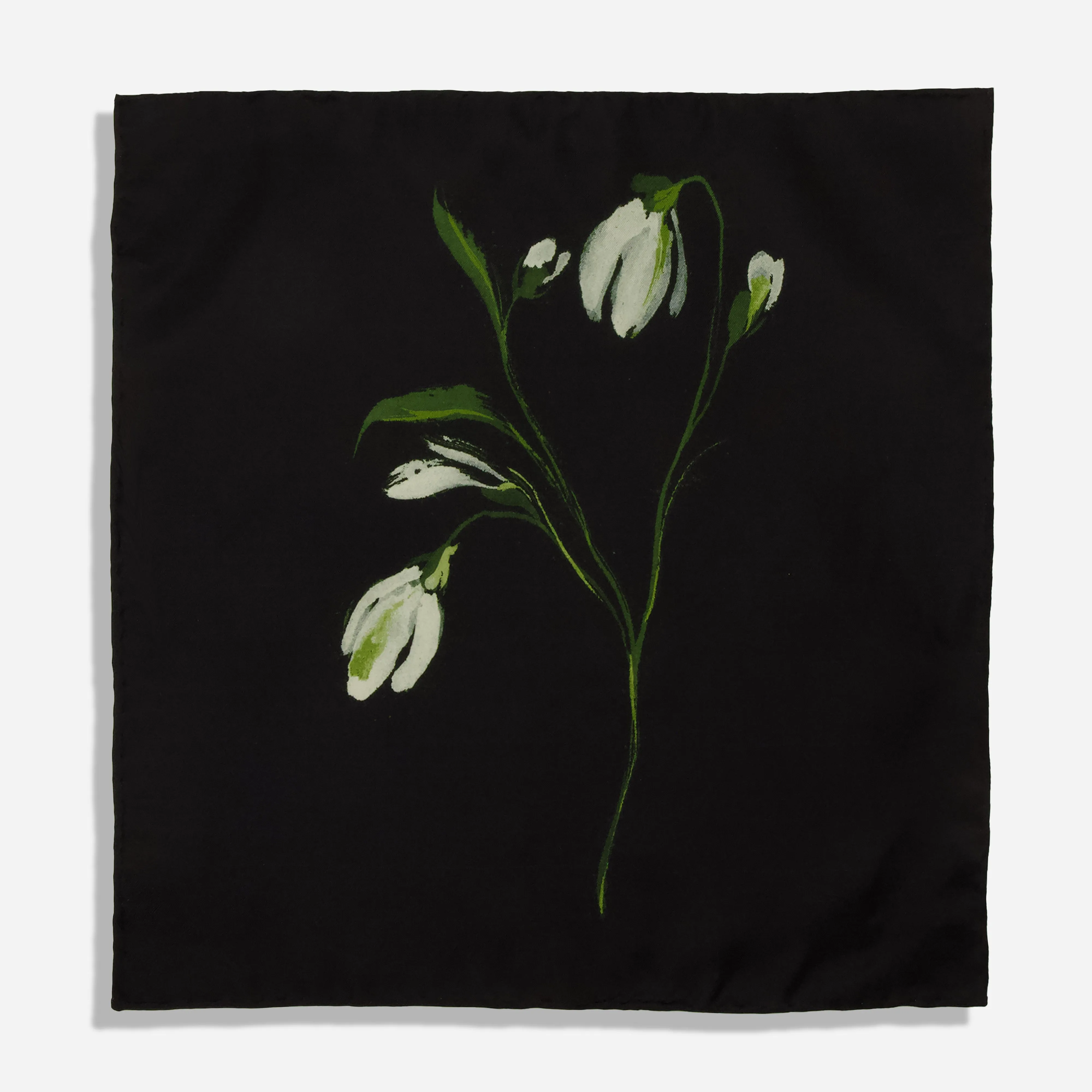 Kelly Ventura x Tie Bar Snowdrop Black Pocket Square