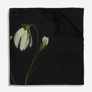 Kelly Ventura x Tie Bar Snowdrop Black Pocket Square