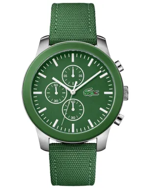 Lacoste 12.12 Mens Chronograph - Stainless - Green Dial - Green Fabric & Leather