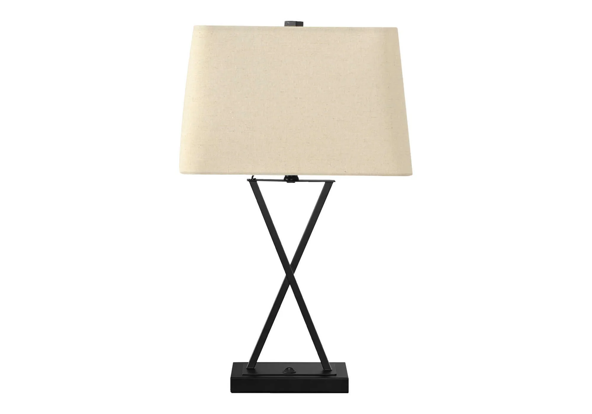 Lighting, 25"h, Table Lamp, Usb Port Included, Black Metal, Beige Shade, Transitional