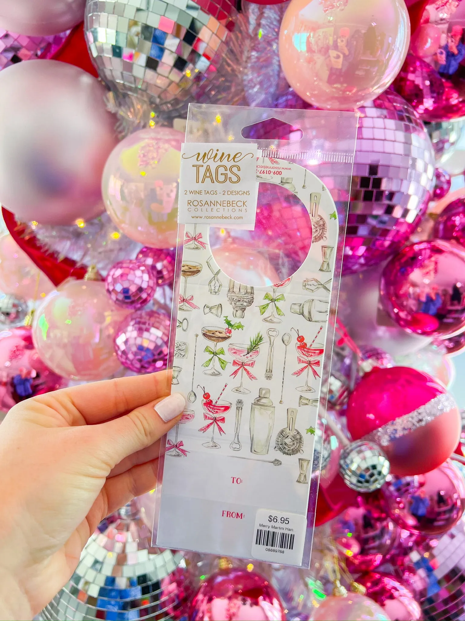 Merry Martini Hand Painted Wine Tag
