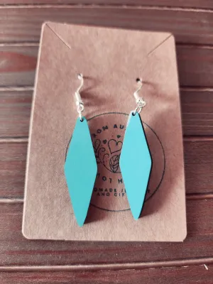 Mint green skinny diamond shaped earrings