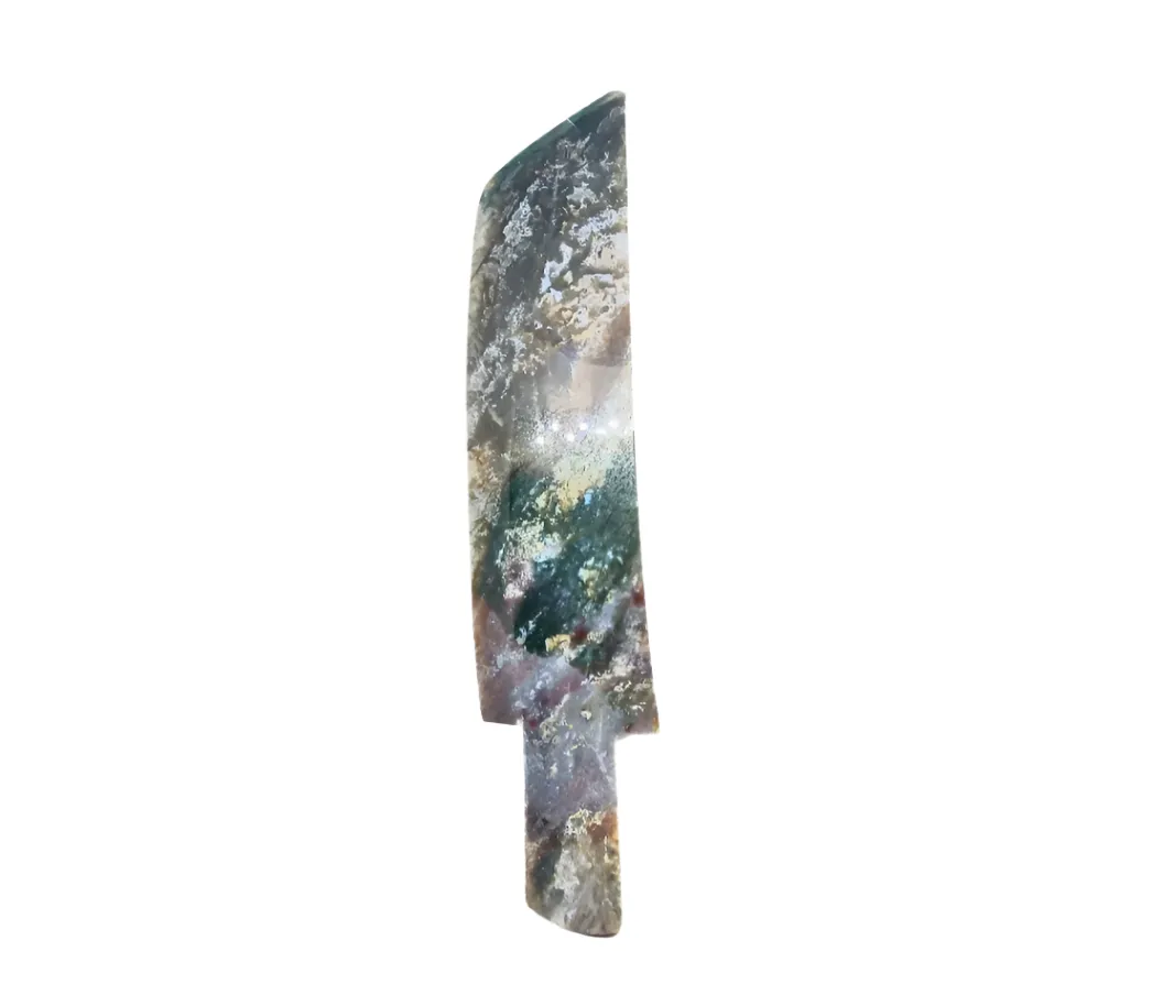 Moss Agate Crystal Hand Carved Athame