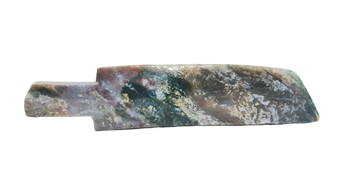 Moss Agate Crystal Hand Carved Athame
