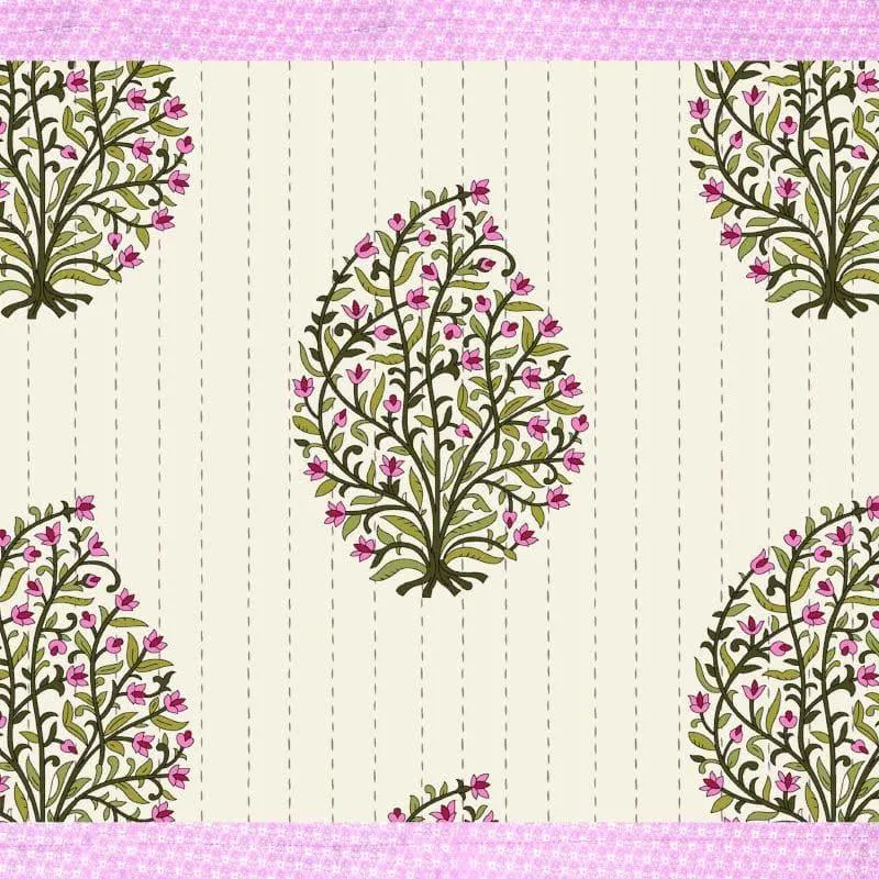 Mughal Floral Bedsheet - Purple