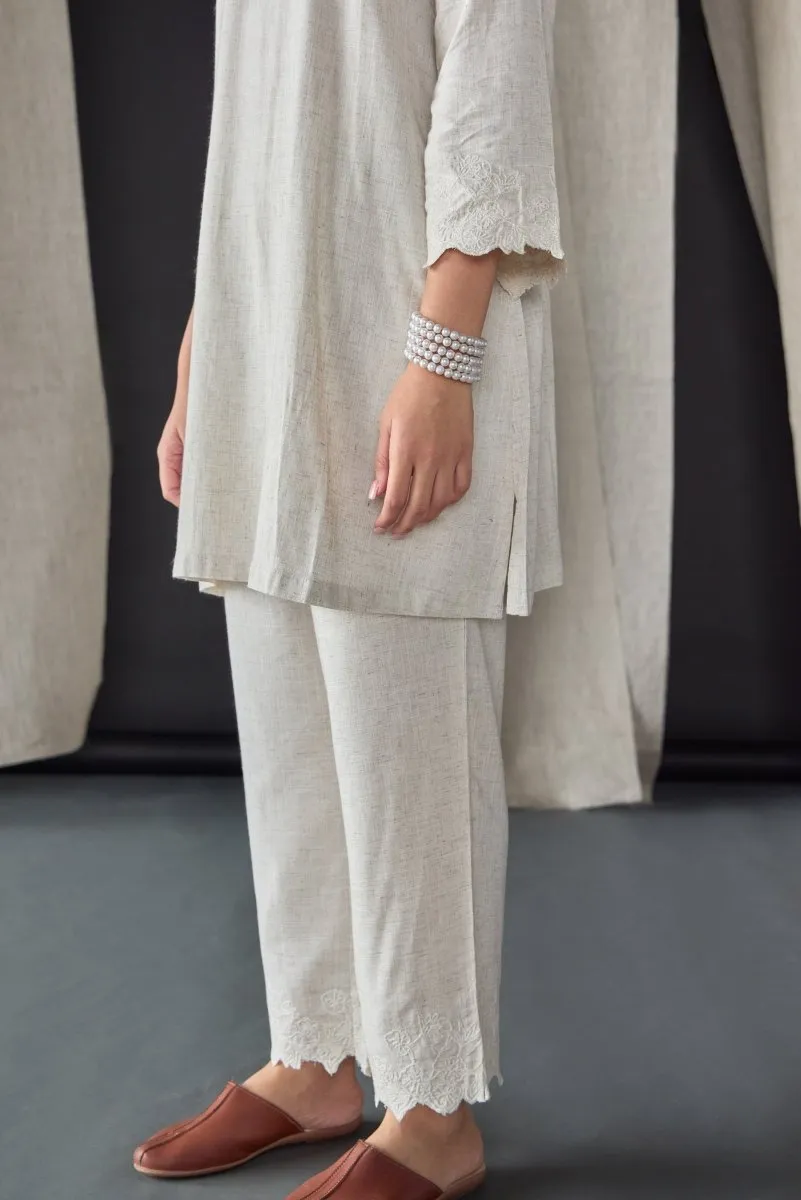 Natural Tonal Embroidered Co-ord Set