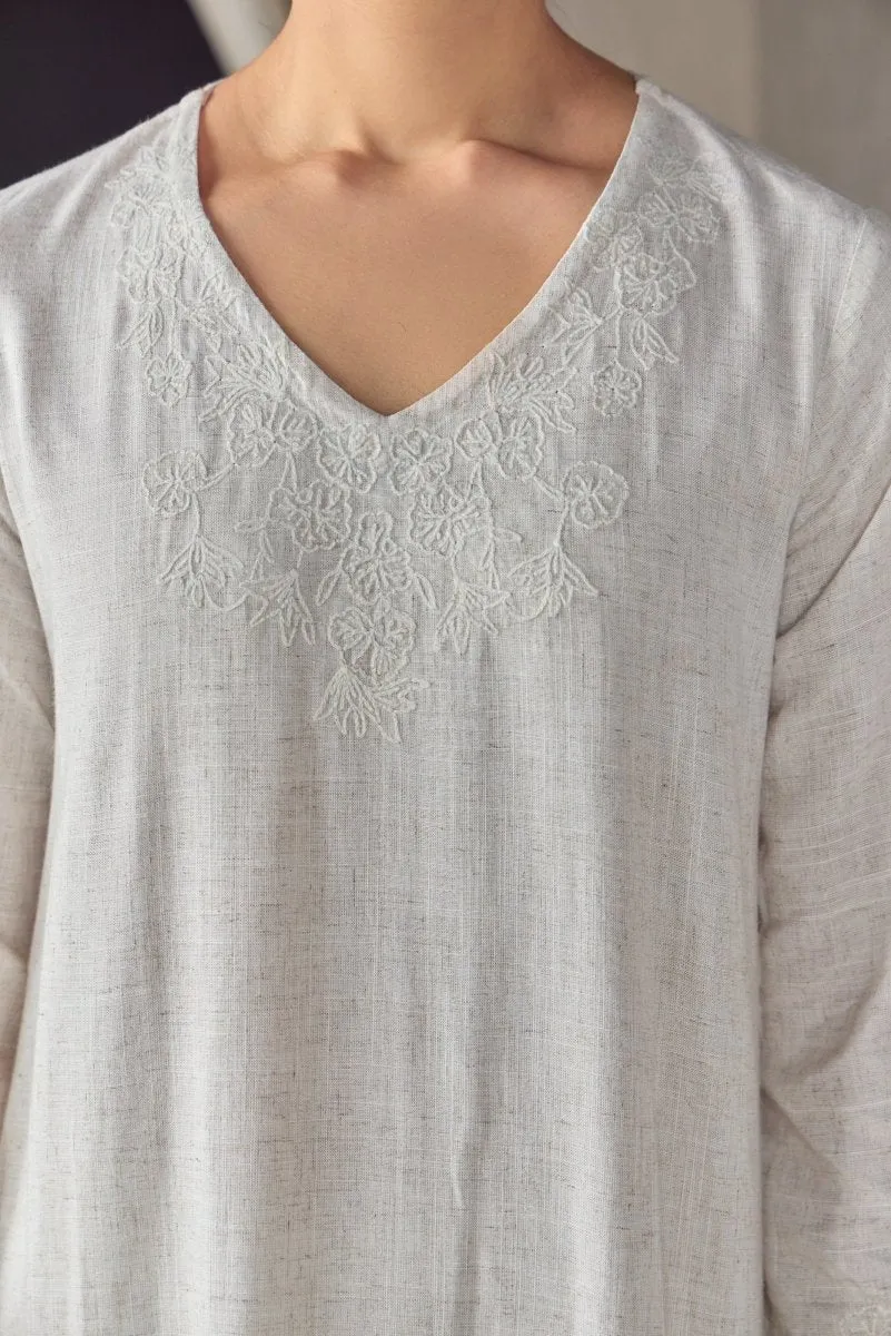 Natural Tonal Embroidered Co-ord Set