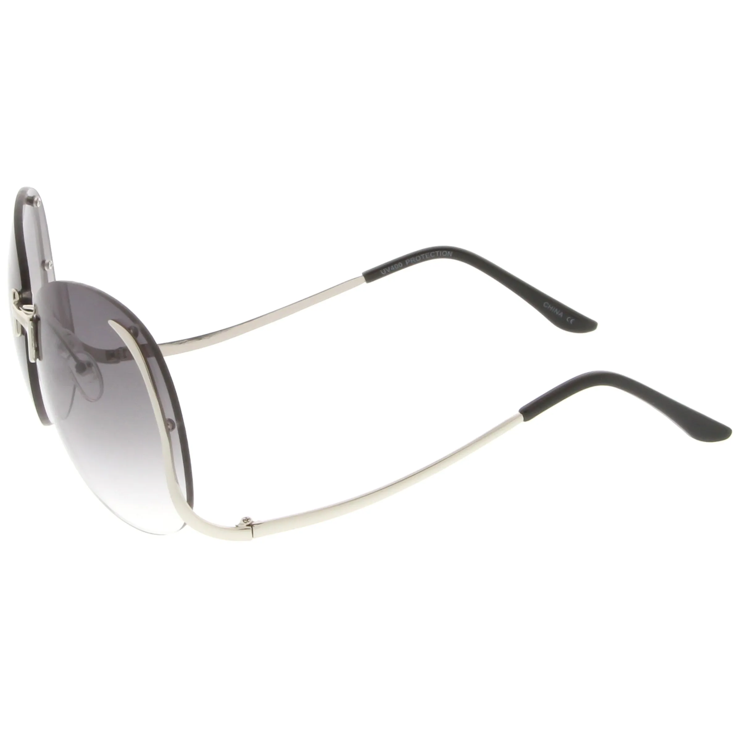 Oversize Women's Rimless Low Temple Gradient Lens Sunglasses C259
