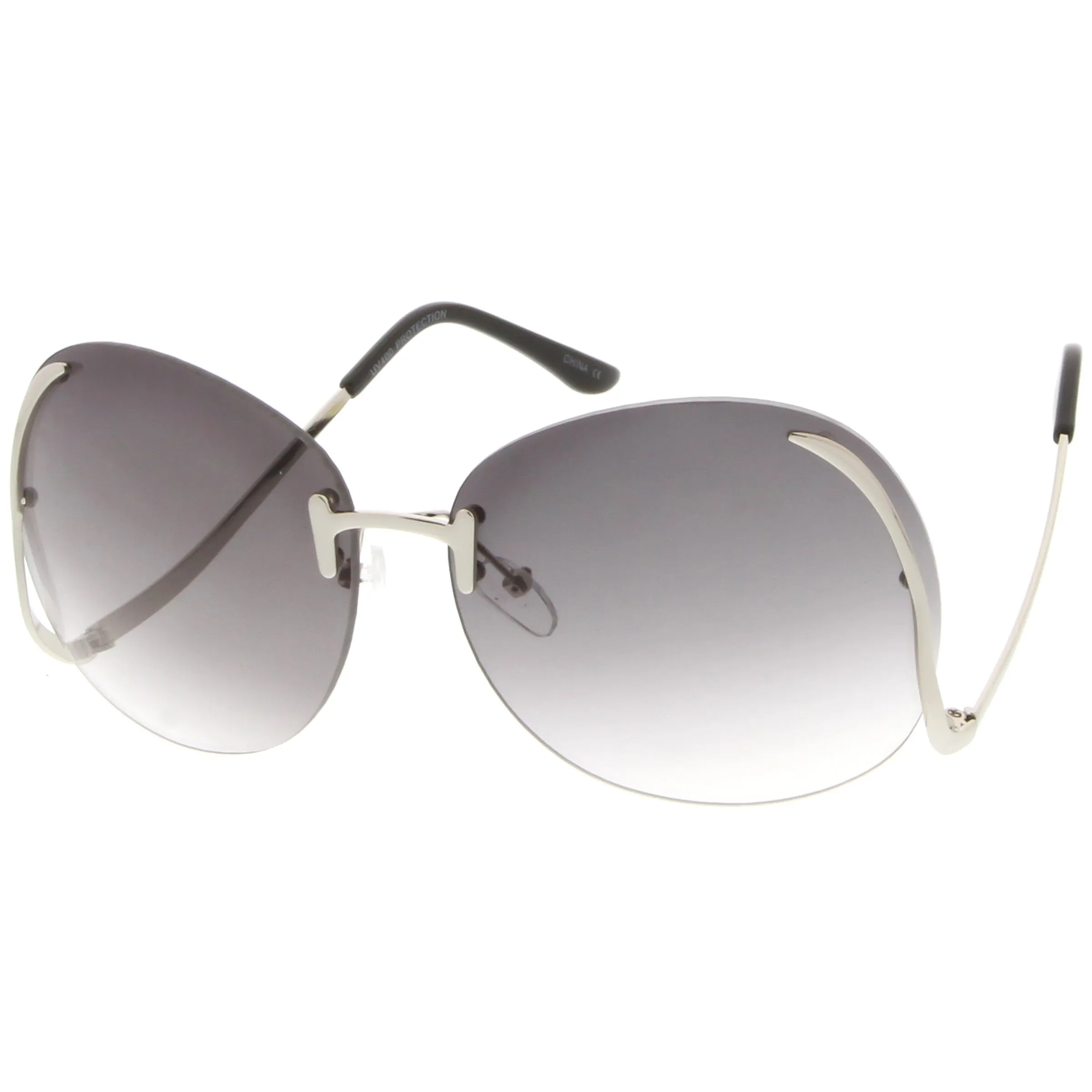 Oversize Women's Rimless Low Temple Gradient Lens Sunglasses C259