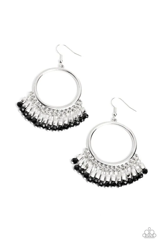Paparazzi Earring ~ Fringe Fanfare - Black