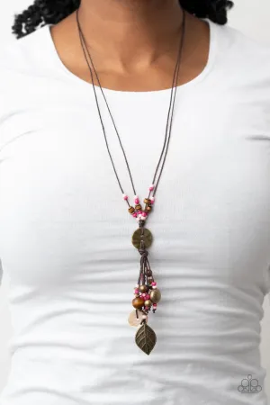 Paparazzi Necklace ~ Knotted Keepsake - Pink
