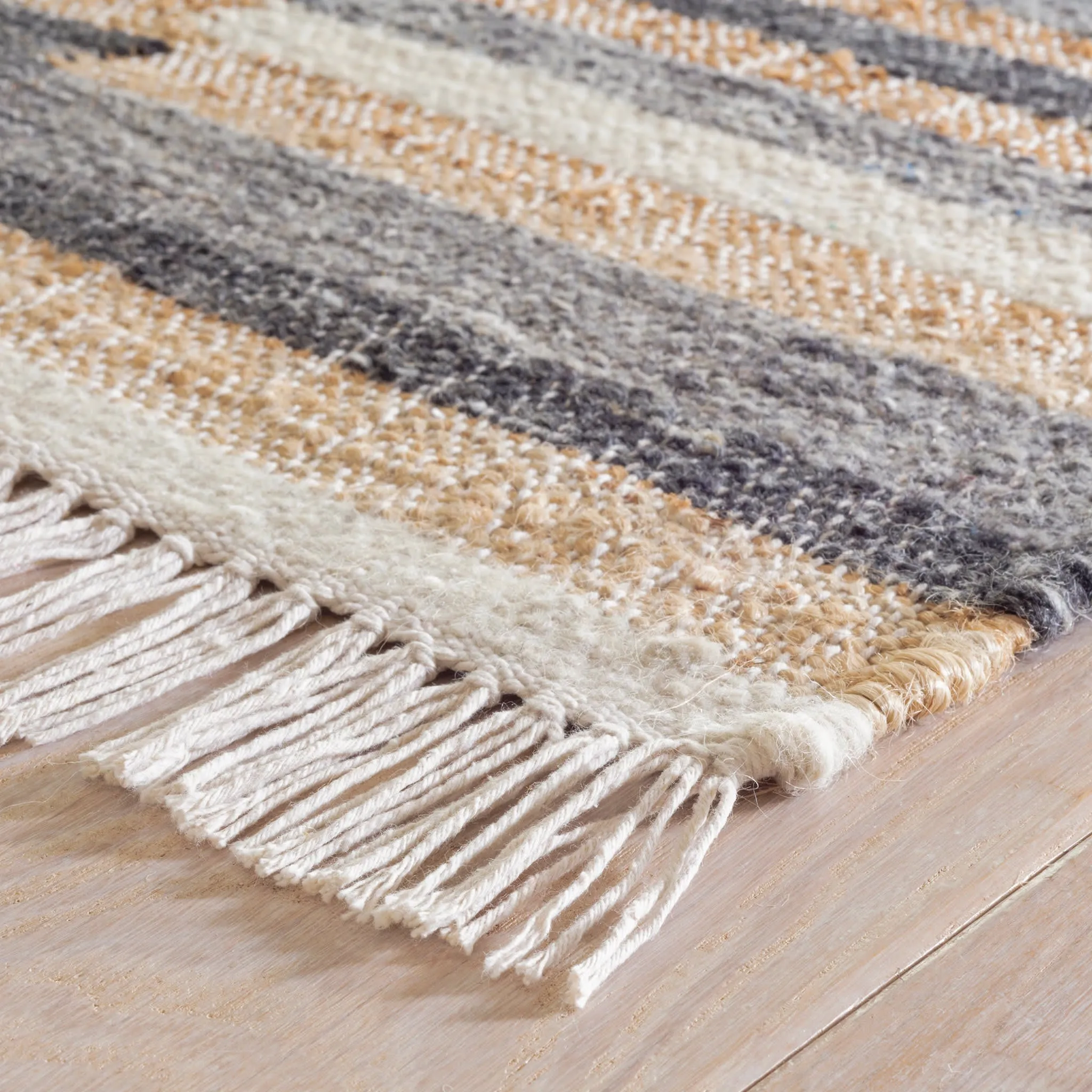 Ravel Stripe Black Handwoven Wool Rug Swatch