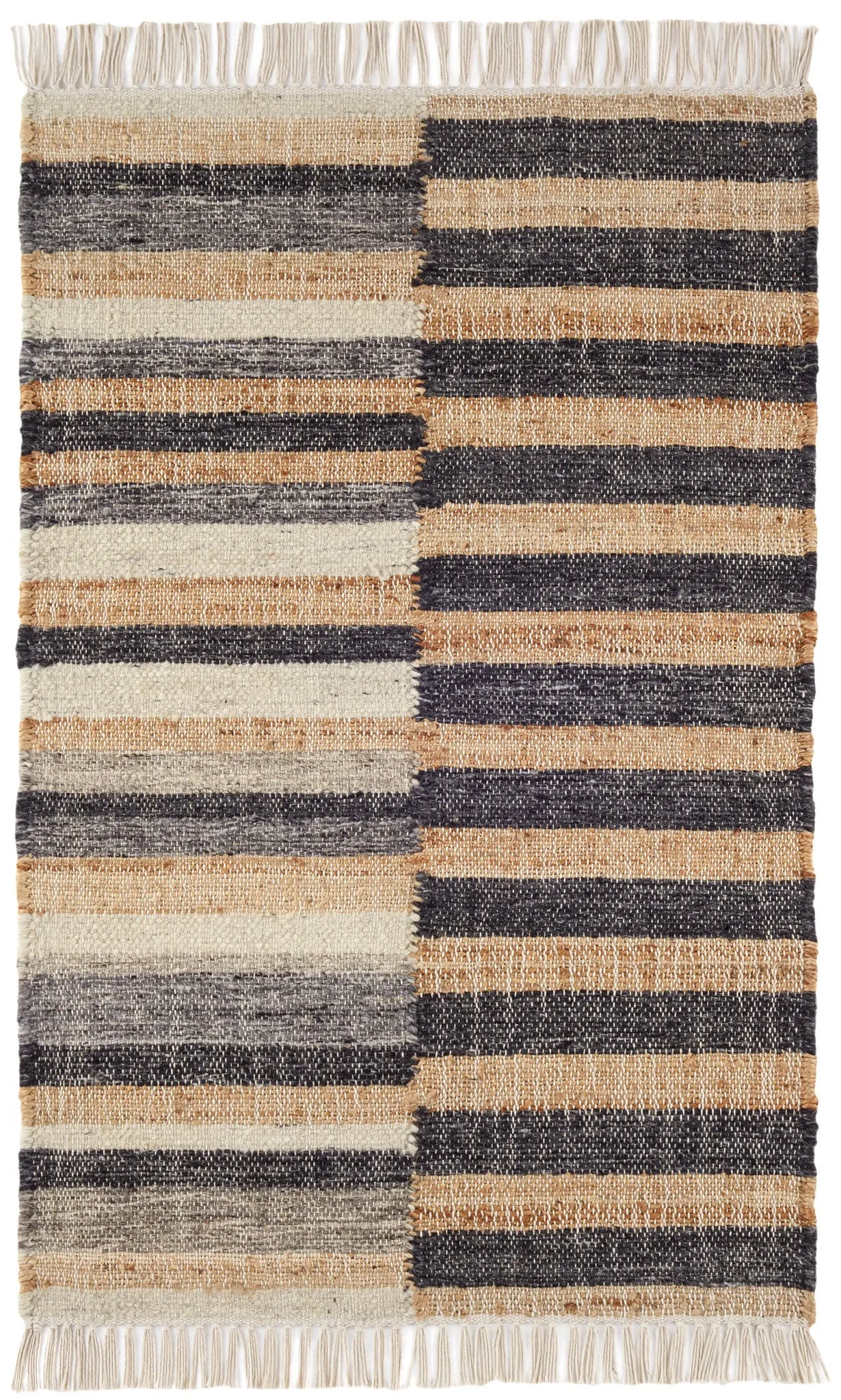 Ravel Stripe Black Handwoven Wool Rug Swatch