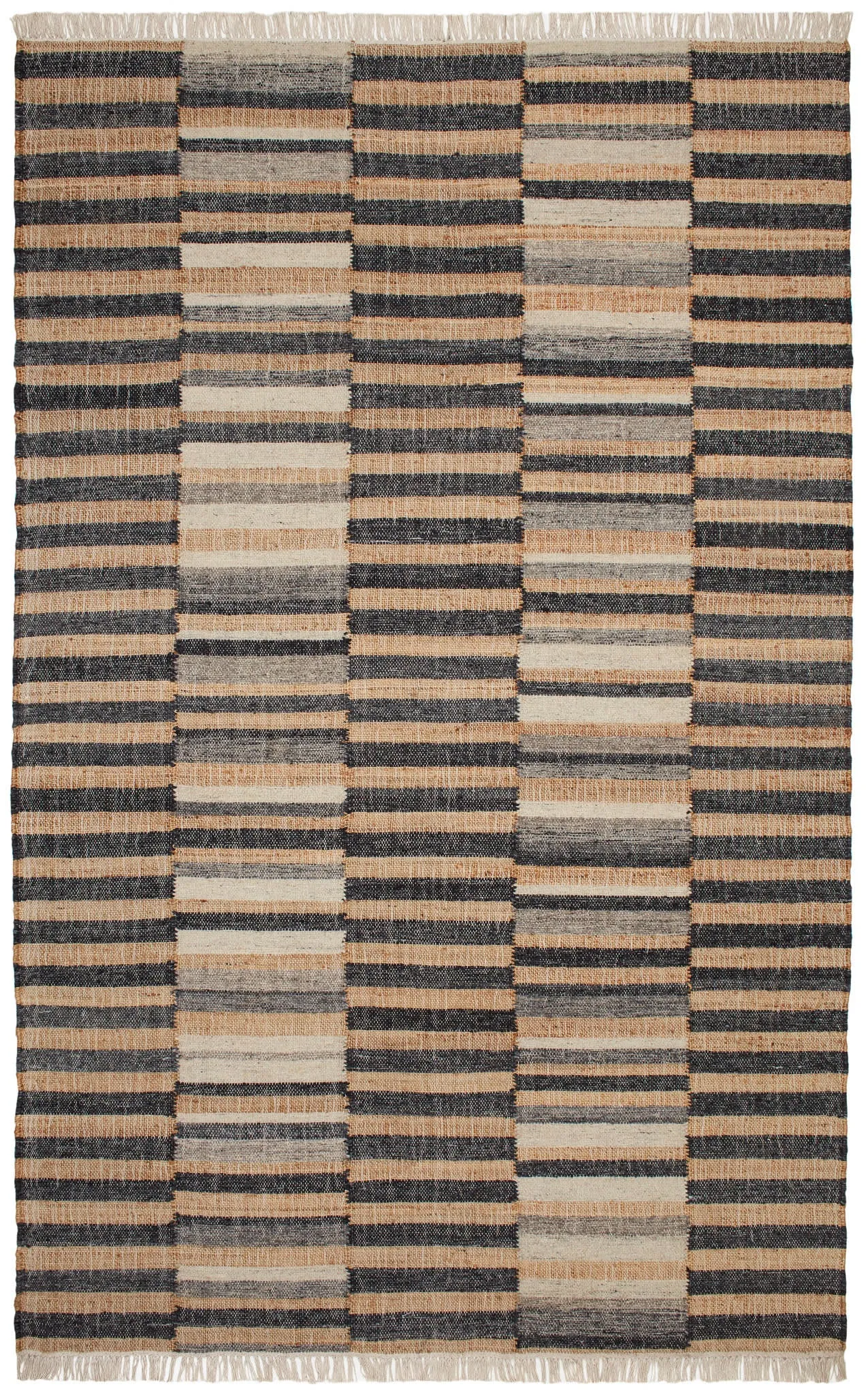 Ravel Stripe Black Handwoven Wool Rug Swatch
