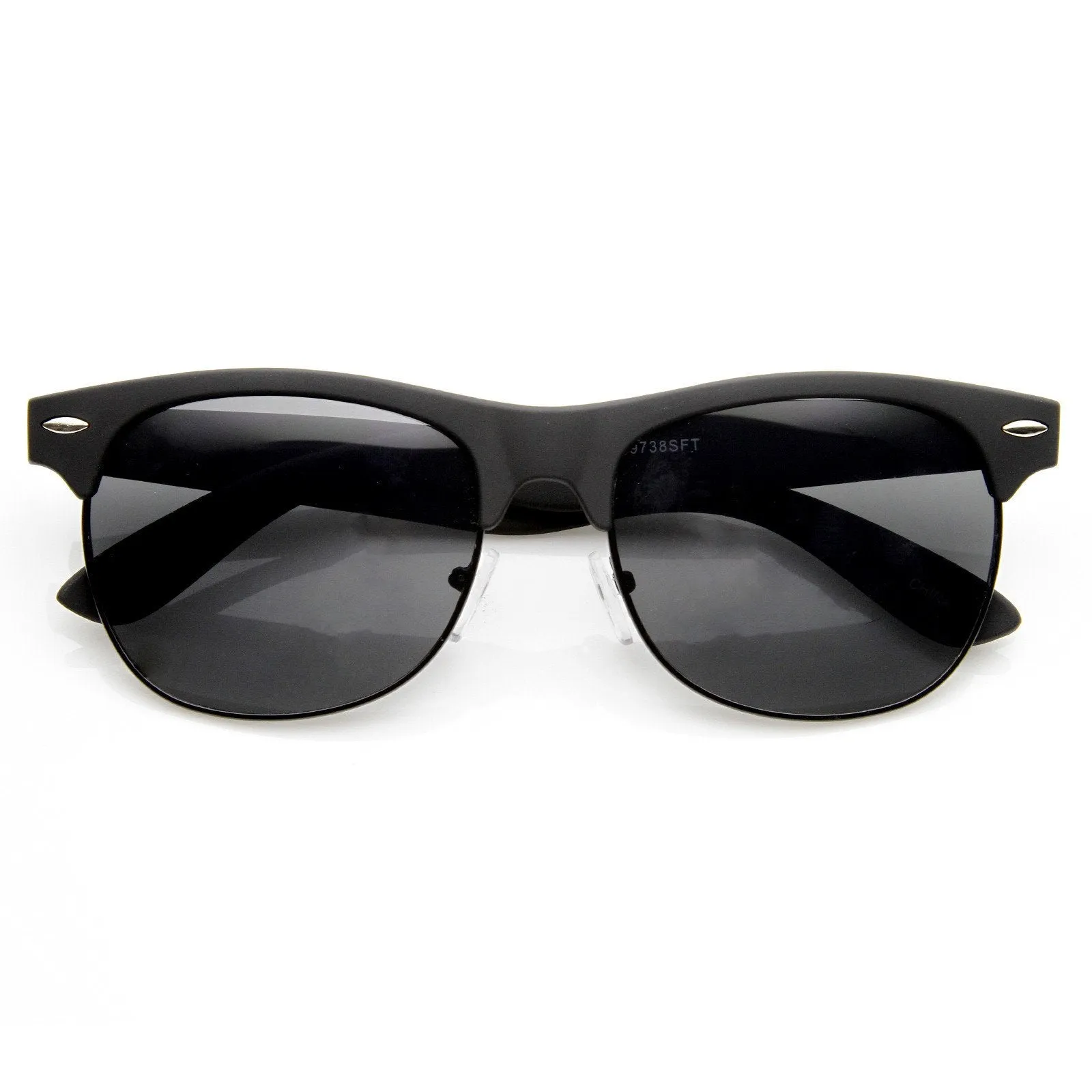 Retro Eyewear Fashion Soft Rubberized Half Frame Horned Rim Sunglasses 8913