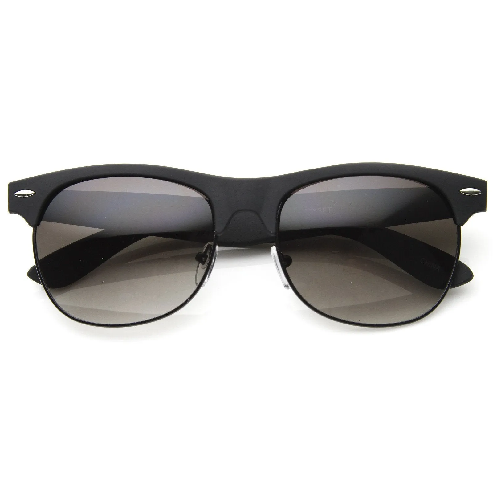 Retro Eyewear Fashion Soft Rubberized Half Frame Horned Rim Sunglasses 8913