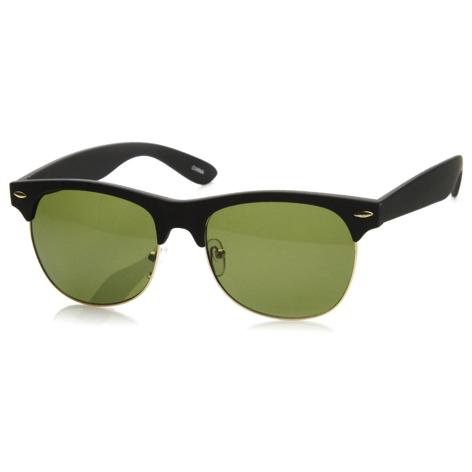Retro Eyewear Fashion Soft Rubberized Half Frame Horned Rim Sunglasses 8913