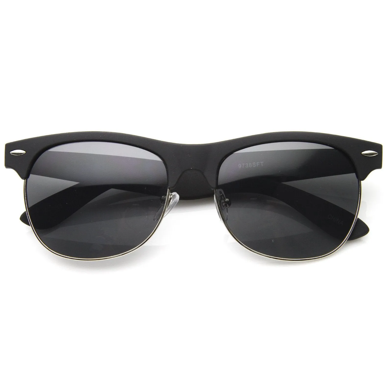 Retro Eyewear Fashion Soft Rubberized Half Frame Horned Rim Sunglasses 8913