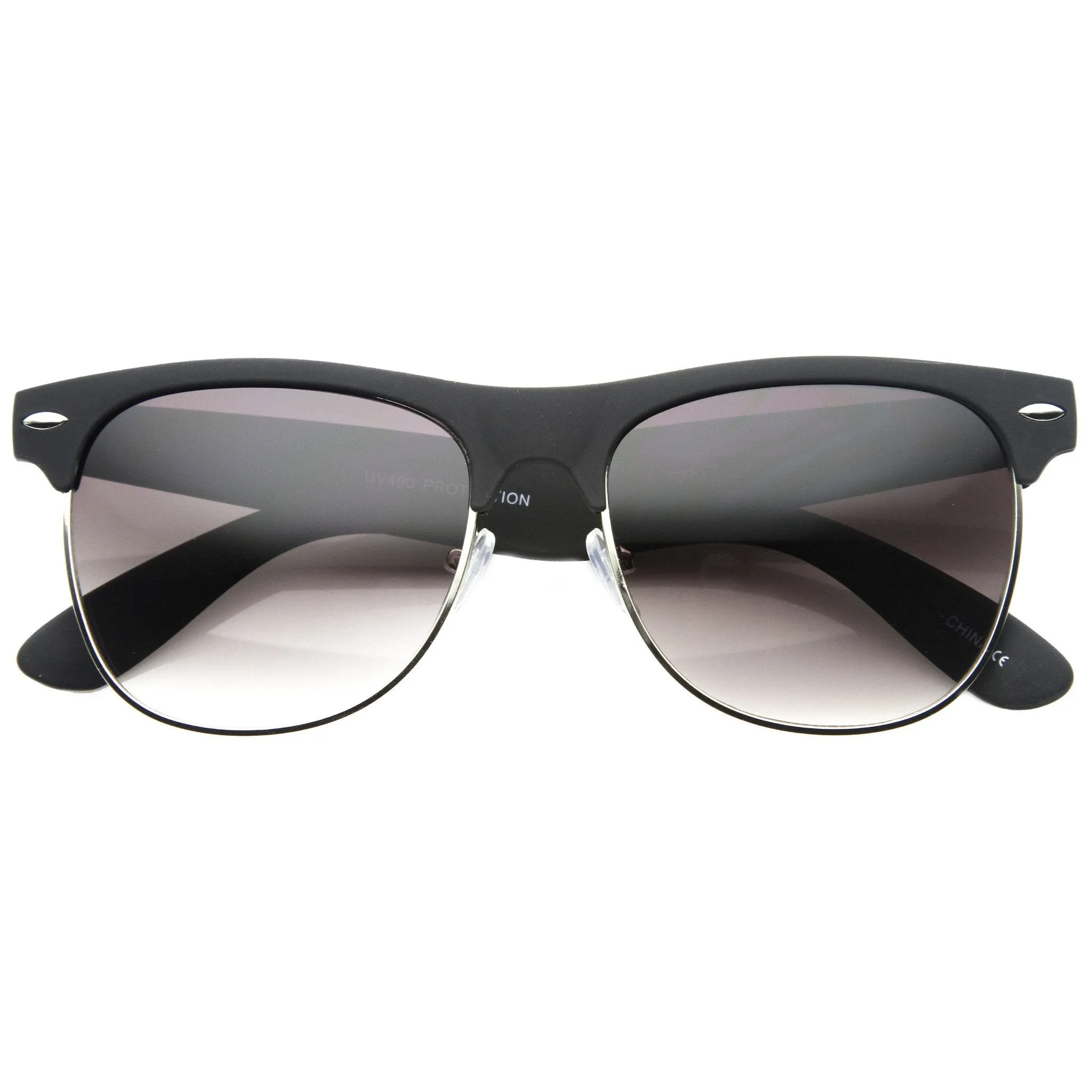 Retro Eyewear Fashion Soft Rubberized Half Frame Horned Rim Sunglasses 8913