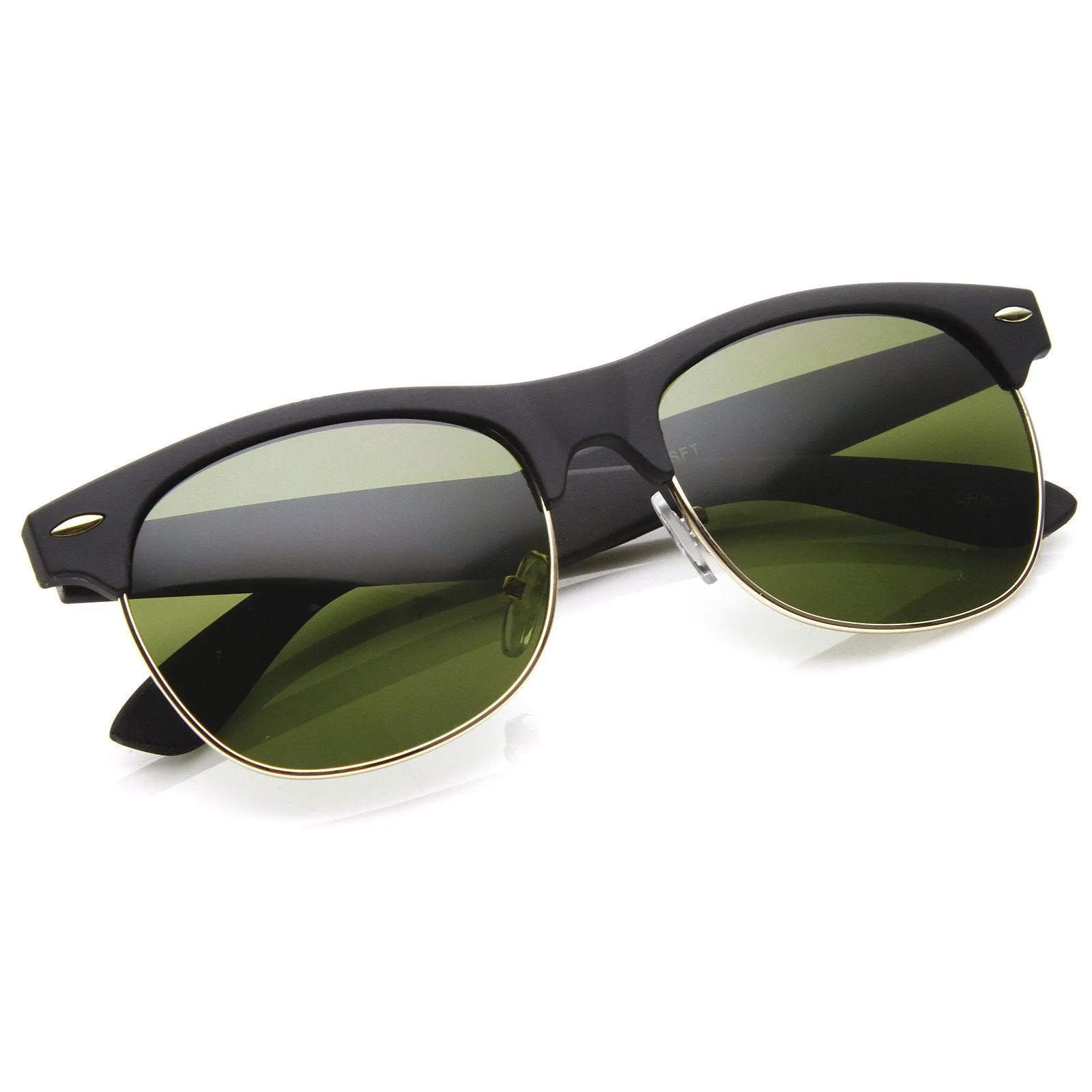 Retro Eyewear Fashion Soft Rubberized Half Frame Horned Rim Sunglasses 8913