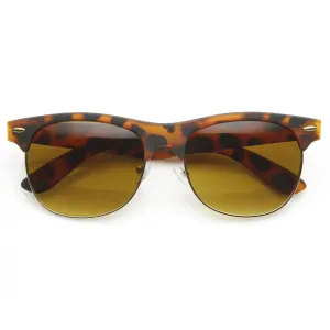 Retro Eyewear Fashion Soft Rubberized Half Frame Horned Rim Sunglasses 8913