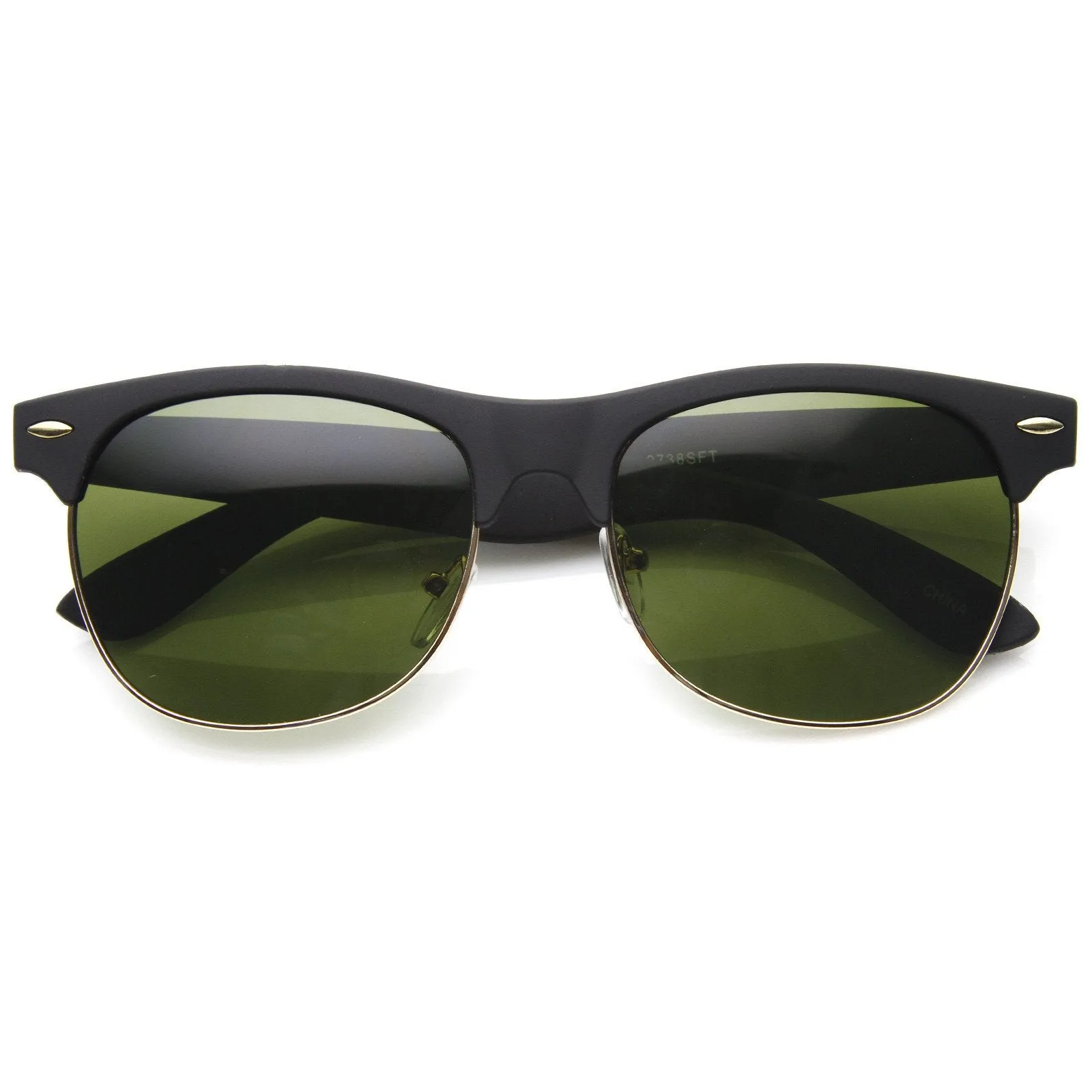 Retro Eyewear Fashion Soft Rubberized Half Frame Horned Rim Sunglasses 8913