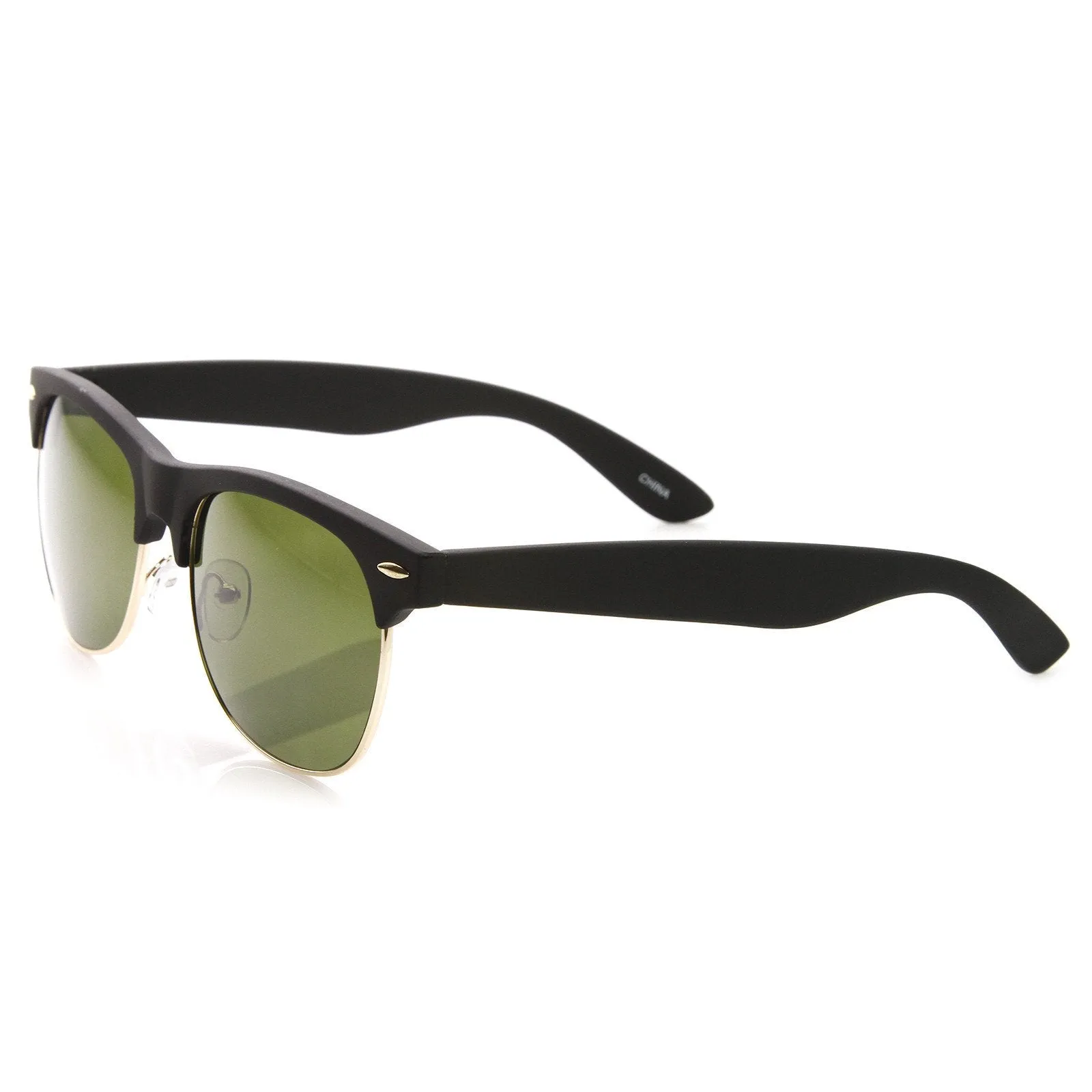 Retro Eyewear Fashion Soft Rubberized Half Frame Horned Rim Sunglasses 8913