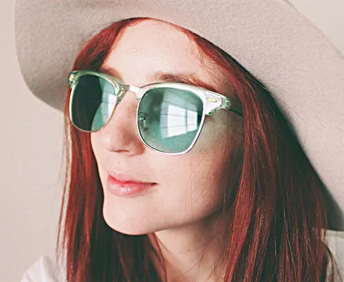 SHOW PONY Green Rainbow Browline Sunglasses