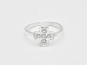 Silver Cross Ring - Cross Band - Dotted Cross Ring