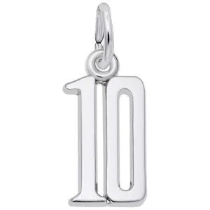 Silver  Number 10 Charm1762