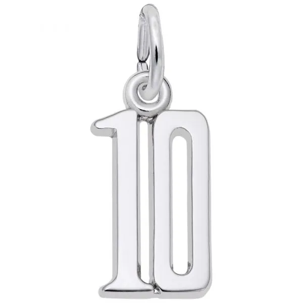 Silver  Number 10 Charm1762