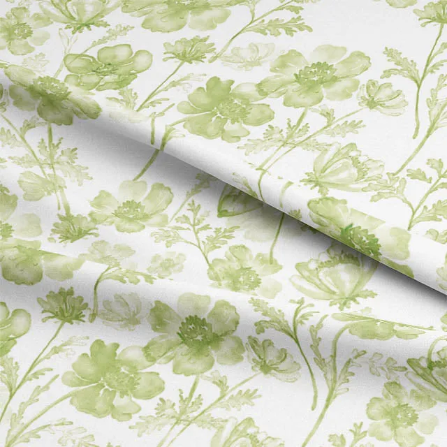 Soft Breeze Linen Curtain Fabric - Basil