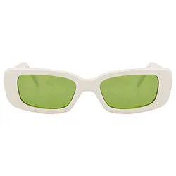 SUCK IT! Bone/Green Square Sunglasses