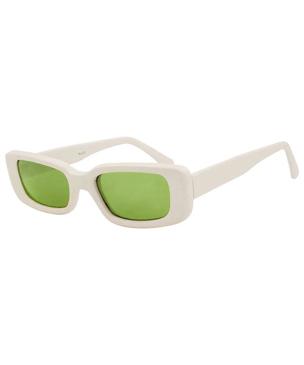 SUCK IT! Bone/Green Square Sunglasses