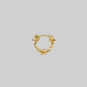 SURVIVAL. Symbolic Barbed Wire Clicker Hoop Earrings - Gold