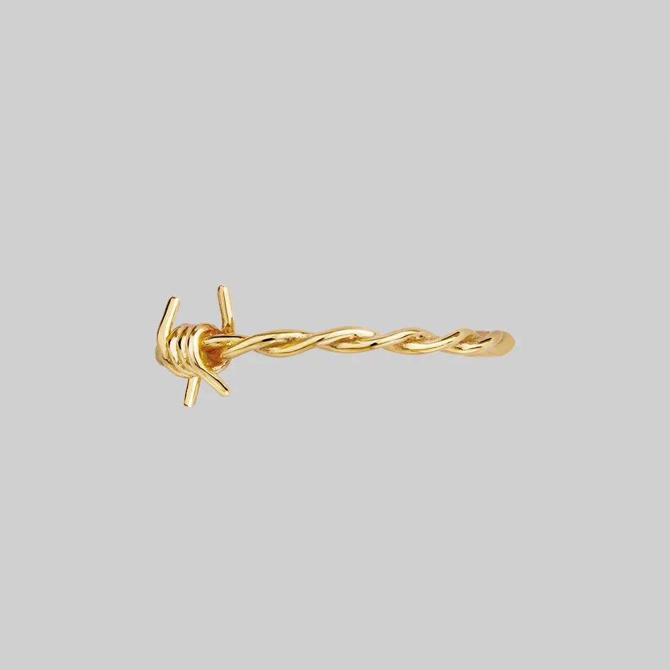 SURVIVAL. Symbolic Barbed Wire Ring - Gold