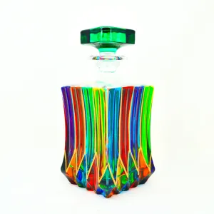 Swatch Decanter, Hand-Painted Italian Crystal, Made in Italy