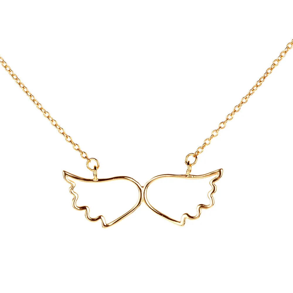 Symbolic Angel Wing Yellow Gold Necklace