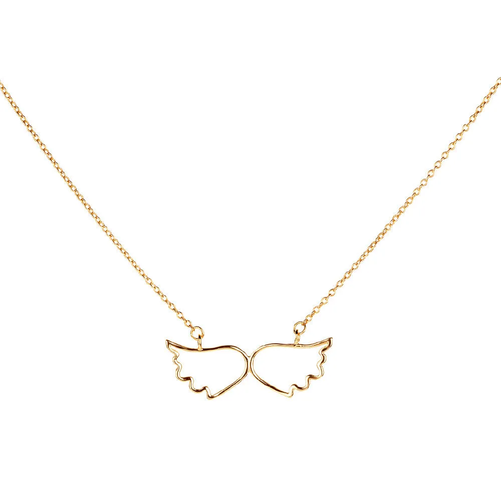 Symbolic Angel Wing Yellow Gold Necklace